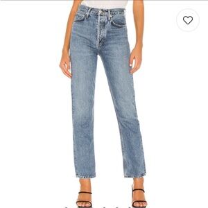 Agolde 90s Pinch Waist Jean In Navigate Sz 31 Cotton Blue Denim Revolve Med Wash